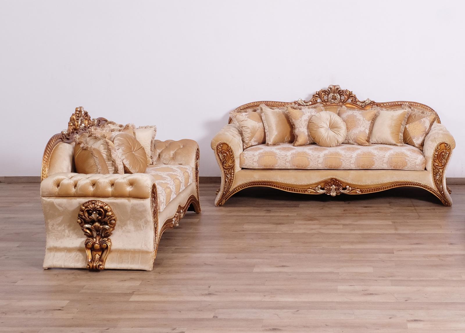Gold & Brown Sofa Set 2Pcs T494578