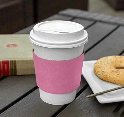 Pink Disposable Corrugated Cardboard Coffee Cup Sleeves, 500 Pack J900