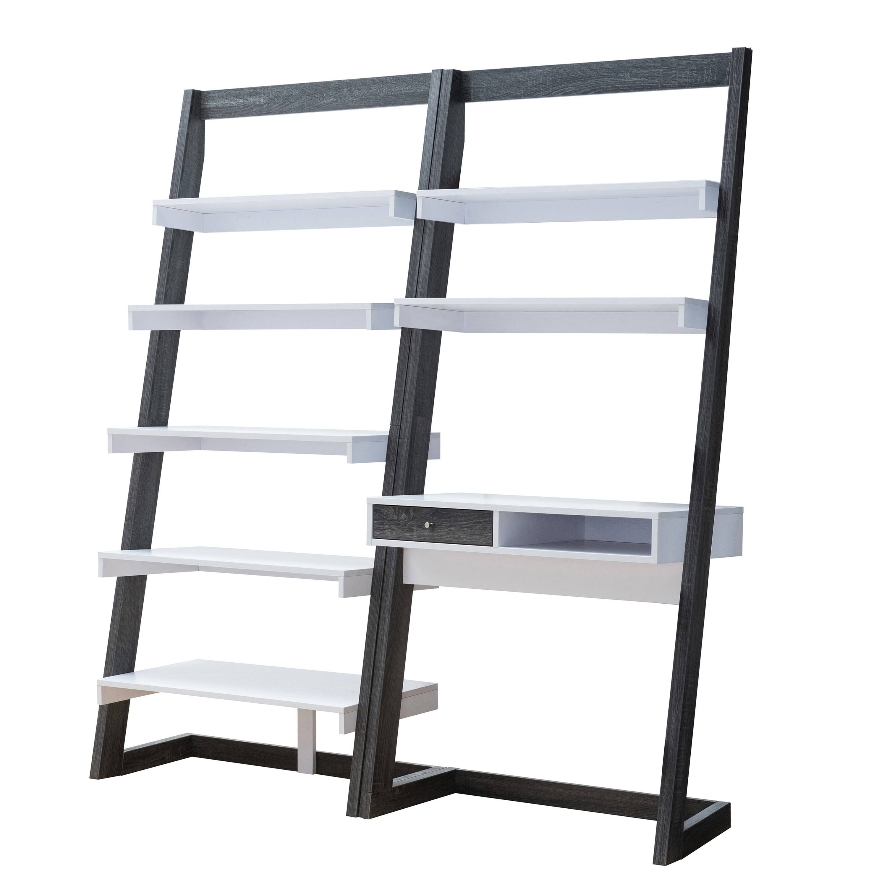 Weathered White 2-Piece Desk with Bookcase Set K1805