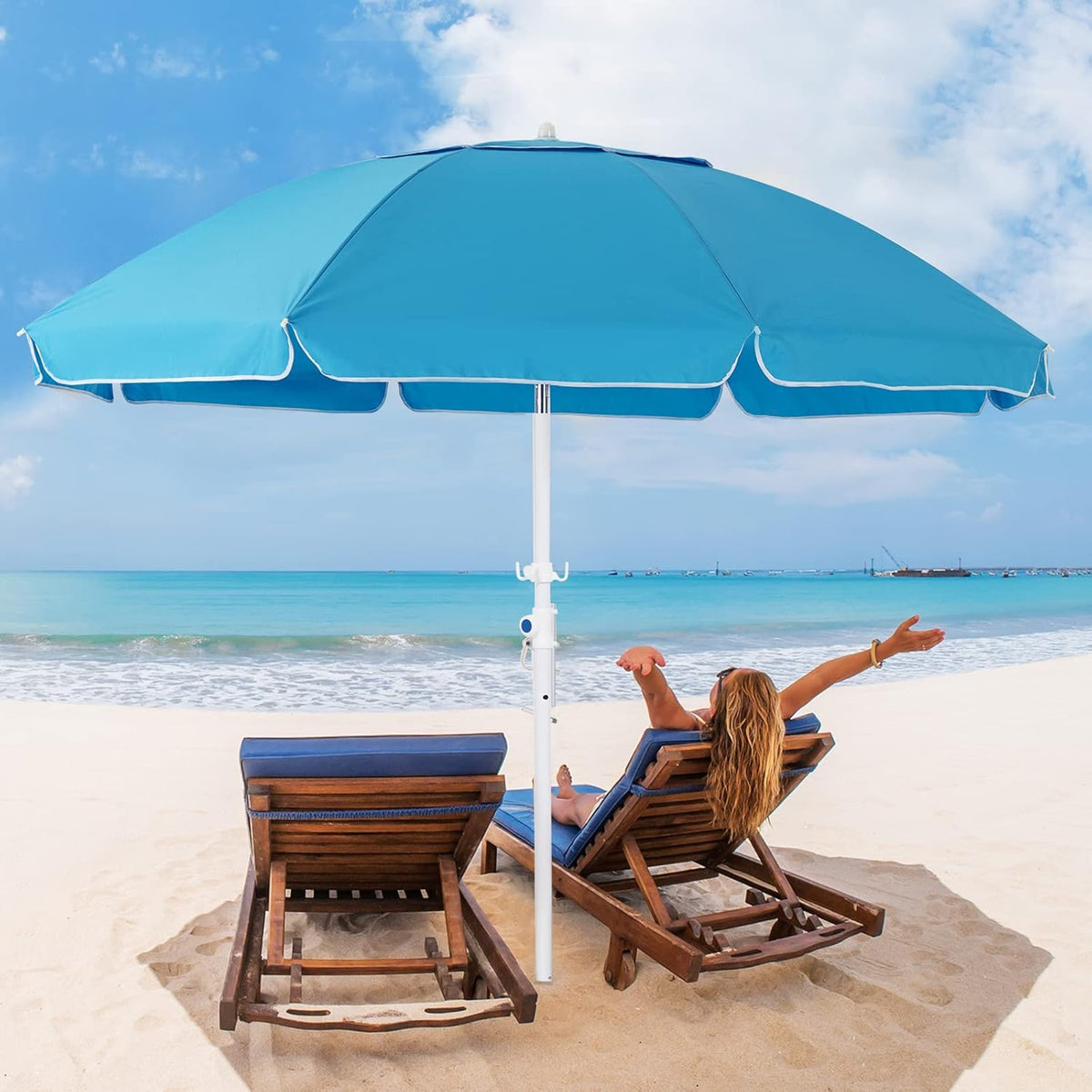 6.5FT Beach Umbrella with Carry Bag E310912