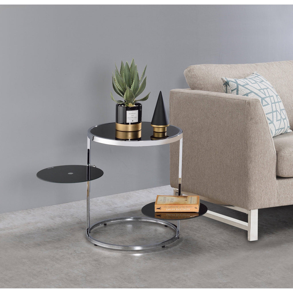 Black & Chrome Finish Side Table Y672435