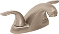 Lavatory Faucet with Metal Touch Down Drain Centerset Two Handles 1.2 GPM Brushed Nickel F8216