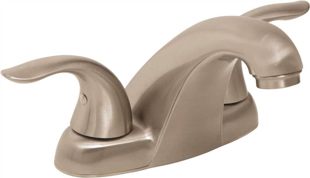 Lavatory Faucet with Metal Touch Down Drain Centerset Two Handles 1.2 GPM Brushed Nickel F8216