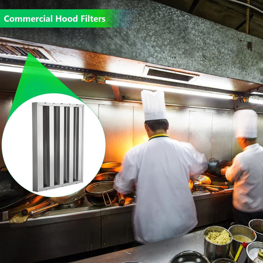 Commercial Hood Filters 19.5W x 24.5H Inch, 430 Stainless Steel, Pack of 6 A46215