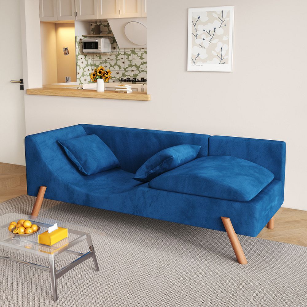 Blue Convertible Sofa Chaise Longue J283