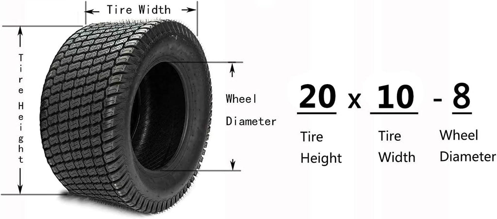 20x10-8 Lawn Garden Tractor Mover Cart Turf Tires 4PR U826430