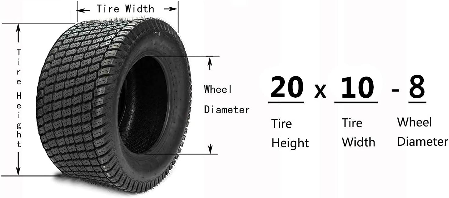 20x10-8 Lawn Garden Tractor Mover Cart Turf Tires 4PR U826430