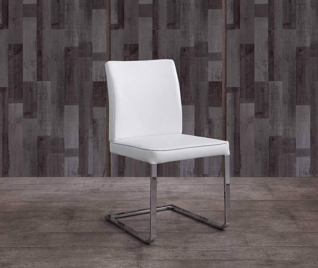 White Faux Leather Chrome Dining Chair Y14773