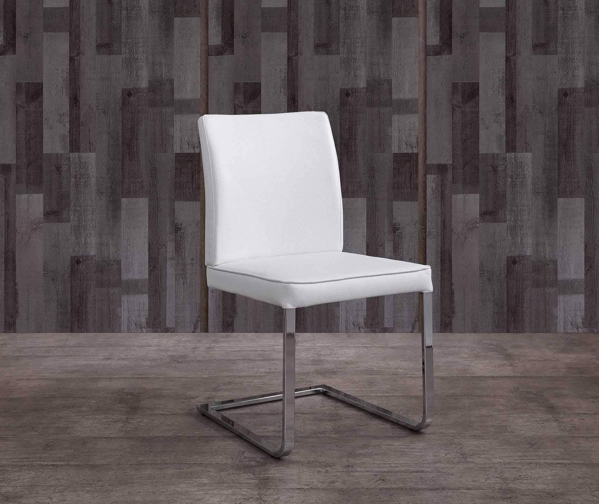 White Faux Leather Chrome Dining Chair Y14773