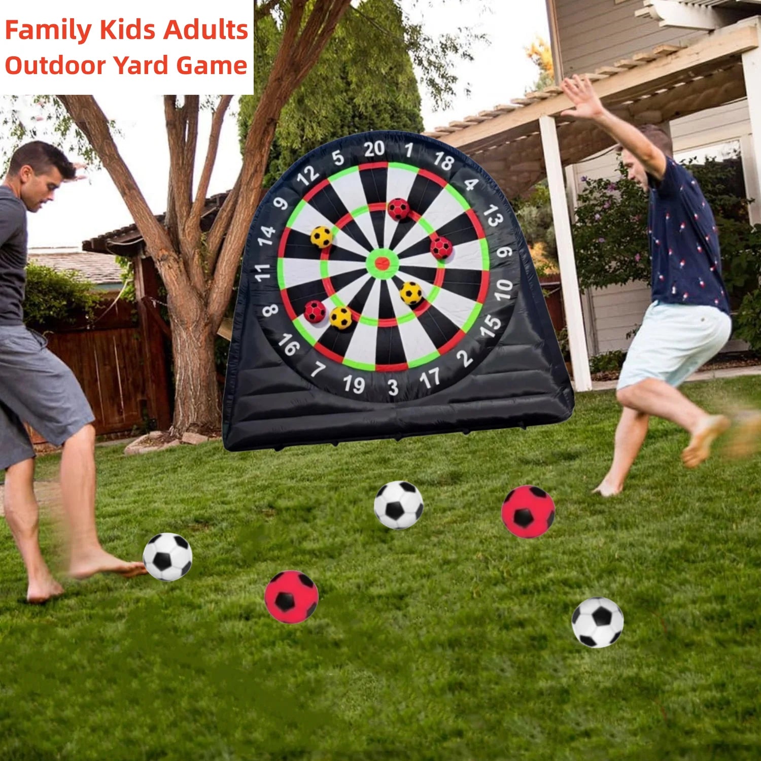 10FT Tall Giant Inflatable Soccer Dart Board with 450w Blower, 8 Soccer Balls Y975
