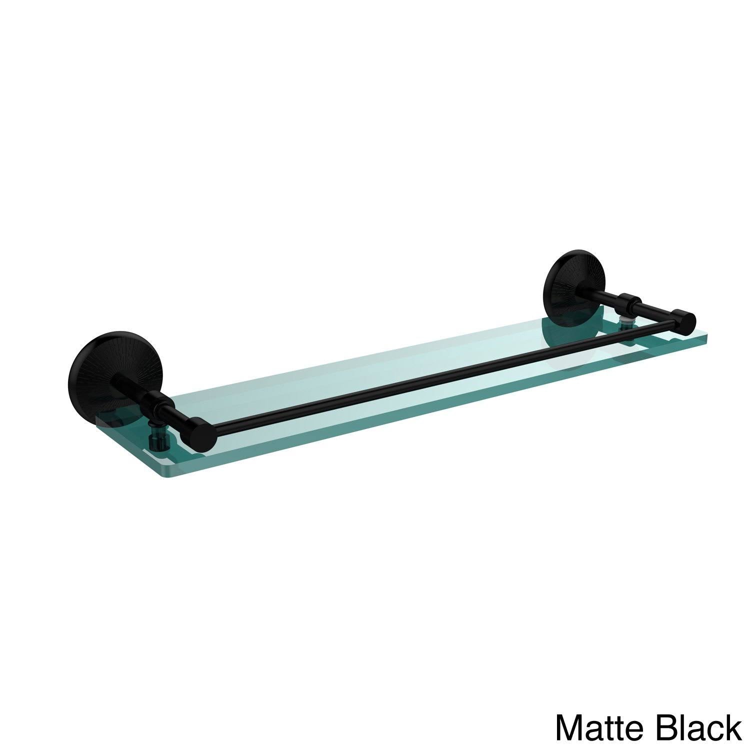 Matte Black 22 inch Tempered Glass Shelf with Gallery Rail N93915