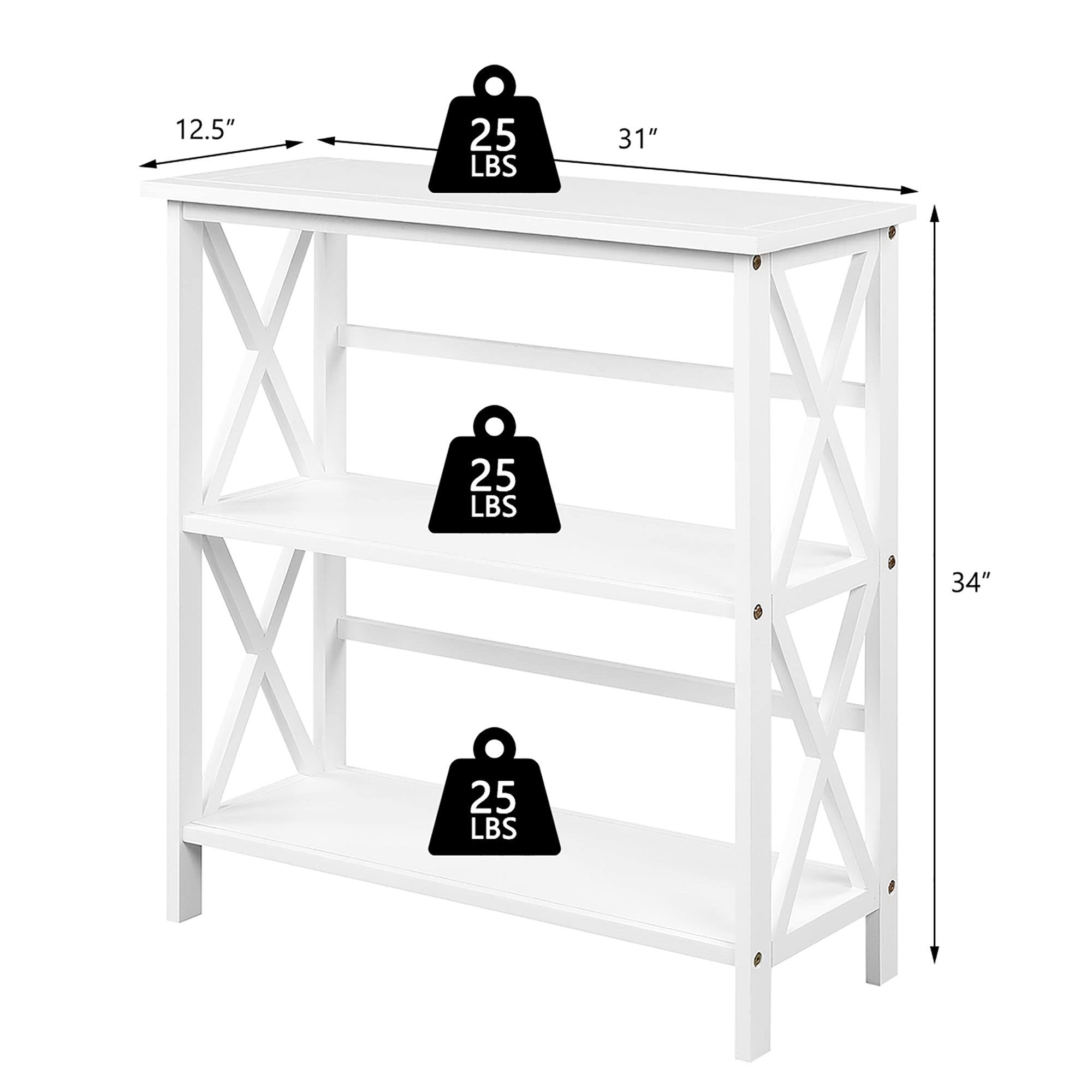 3-Tier Wooden Open Shelf Bookcase I312340