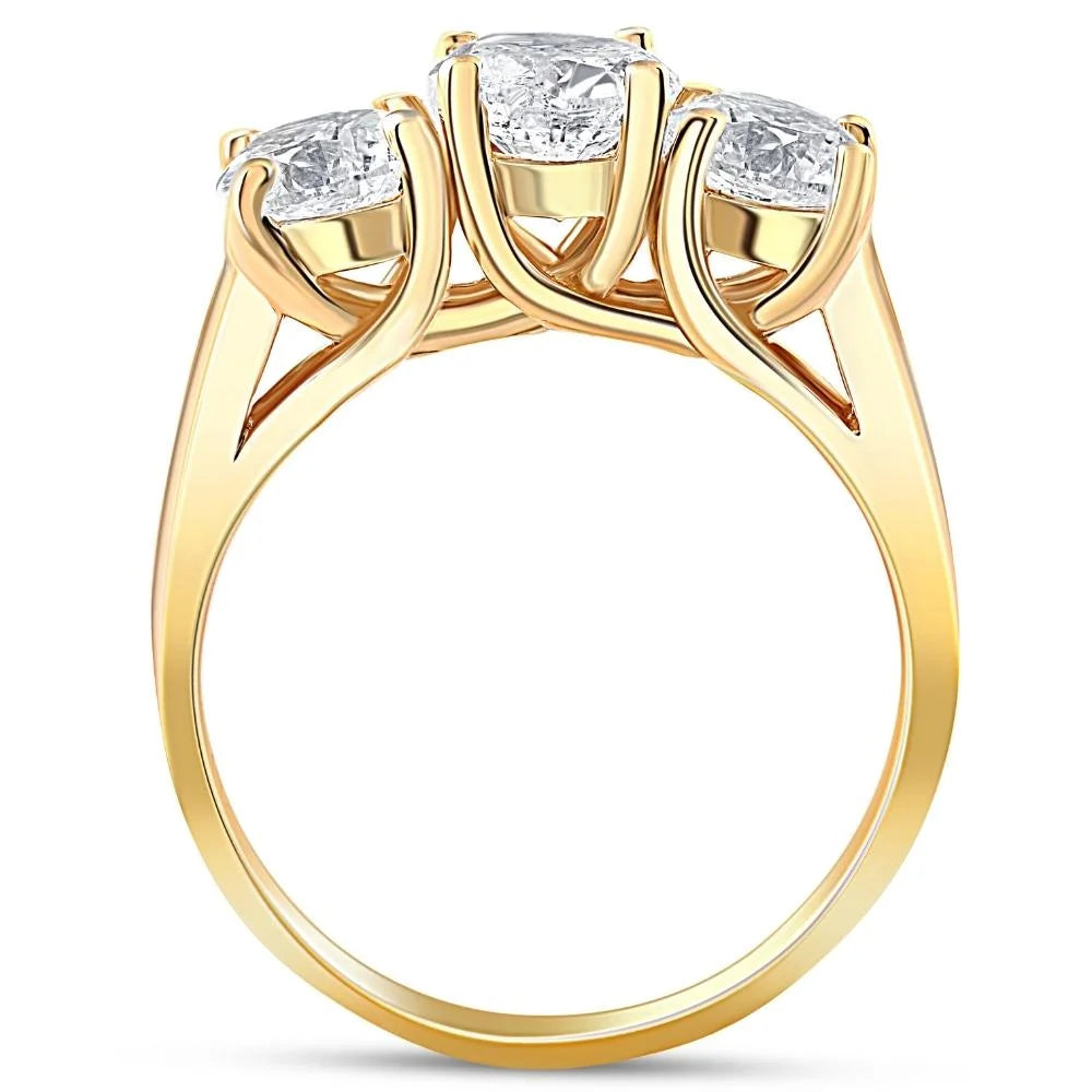 3ct Diamond Three Stone Ring 14k Yellow Gold U906