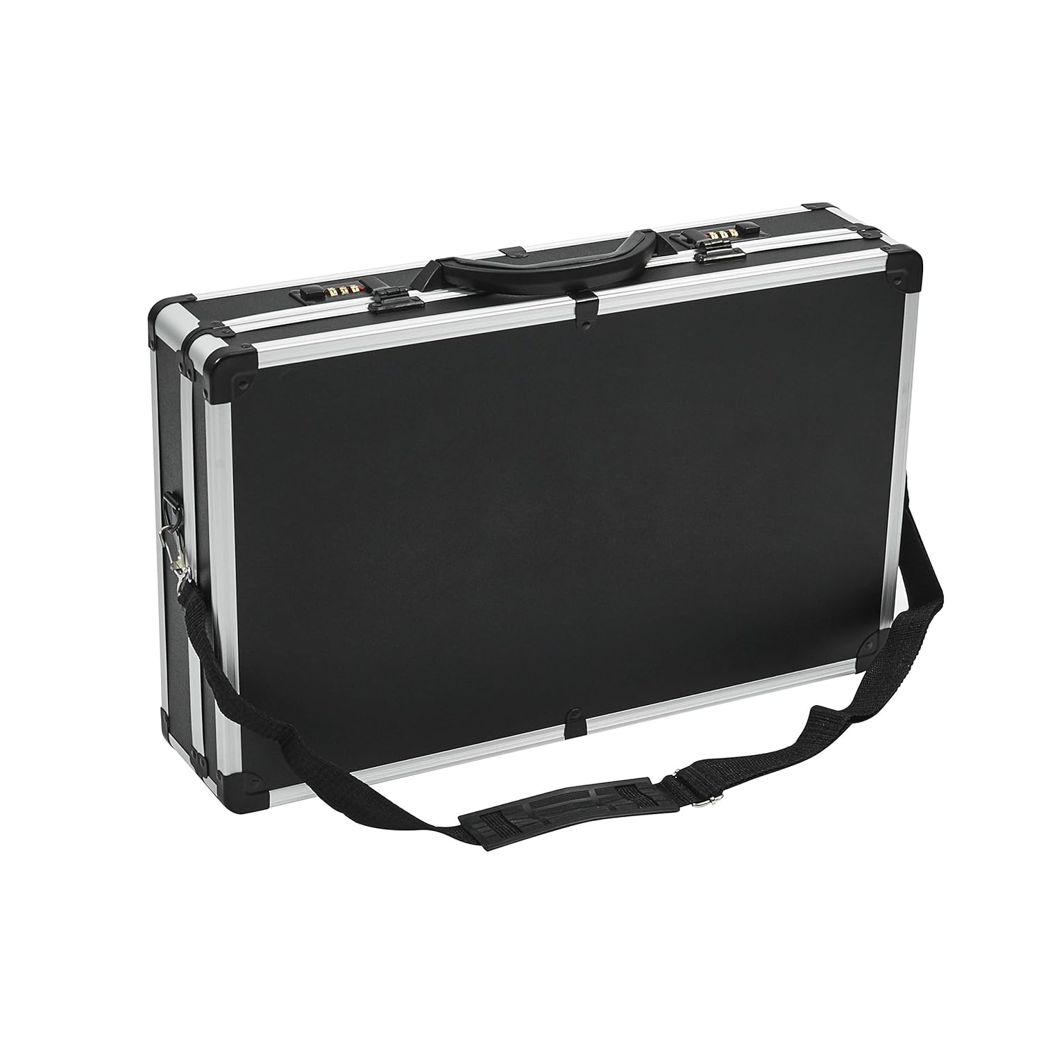 Barber Case Hair Kit Tool Box Organizer Black with Portable Handle and Secure Numlock, Aluminum Frame and Reinforced Fillet 21" x 13" x 4.5" U687