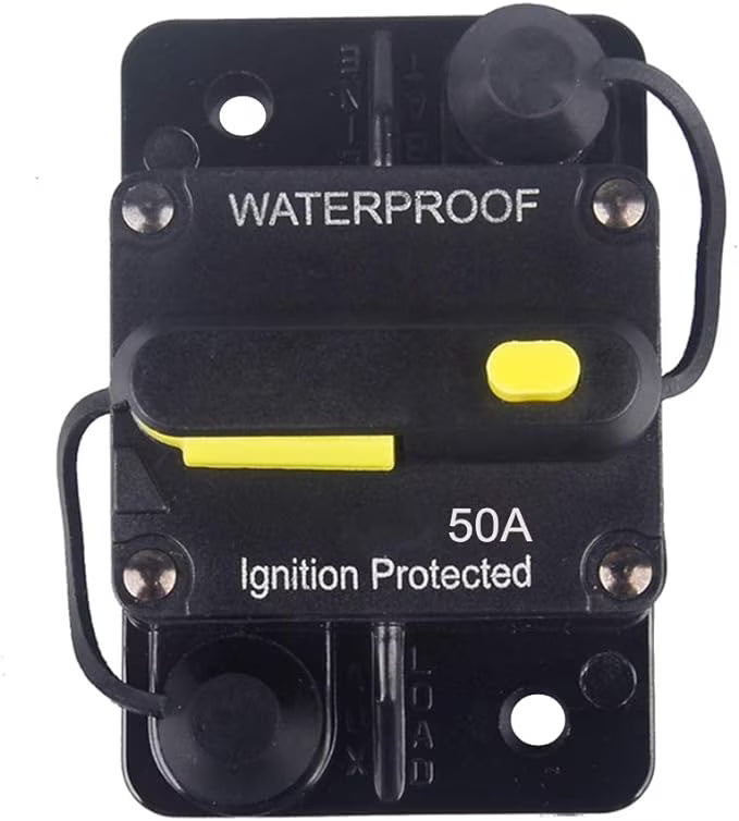 50 Amp Circuit Breaker 12V-48V DC Manual Reset Waterproof R89403