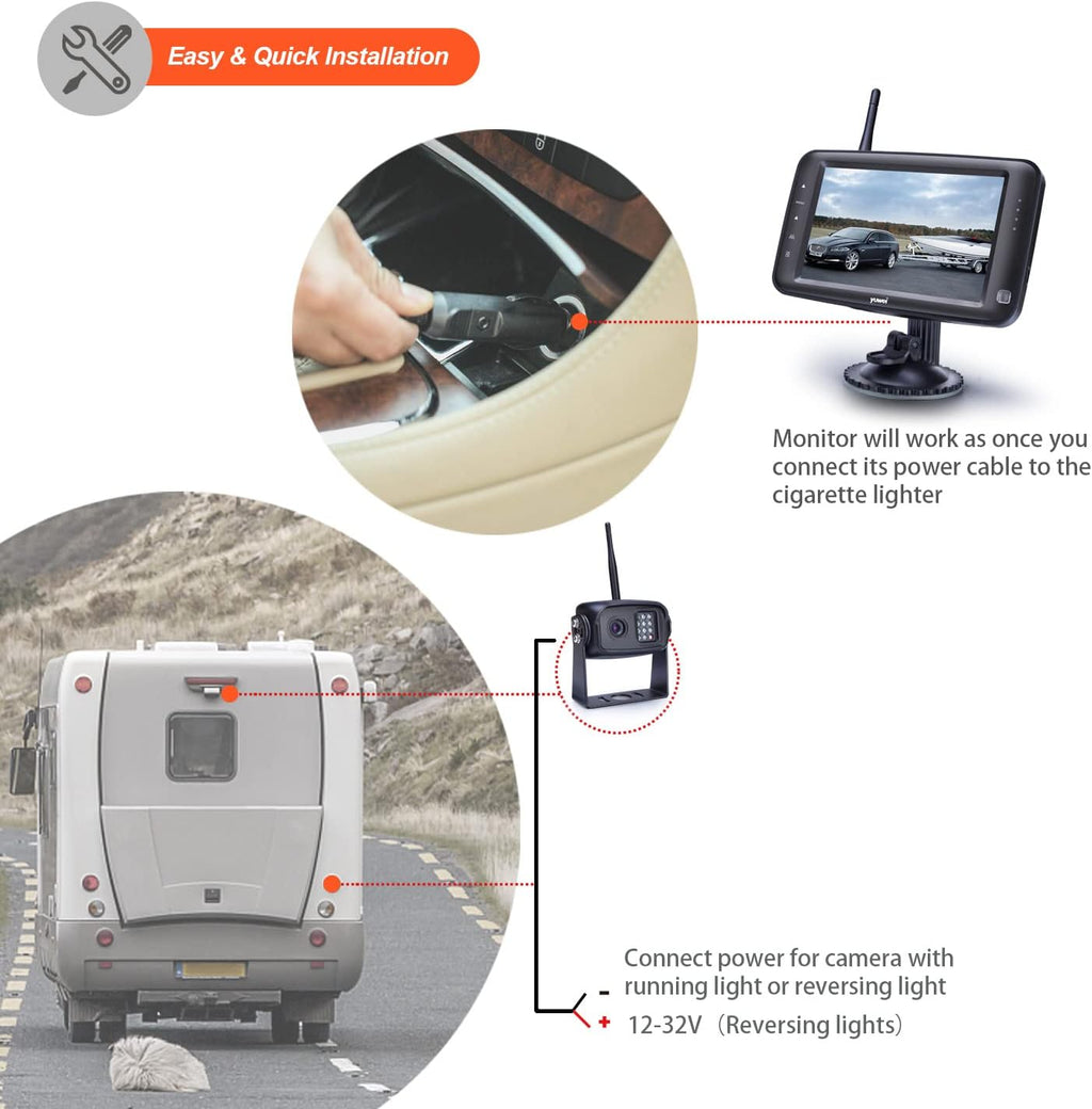Wireless Backup Camera with 5 inch Split Screen, Ip69k Waterproof, Night Vision L9946