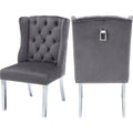 Grey Velvet Chrome Dining Chair (Set of 2) B2608