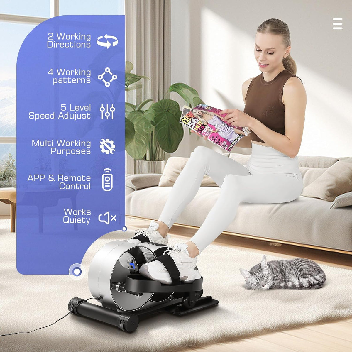 Under Desk Elliptical with Fitness App and LCD Display Y8364