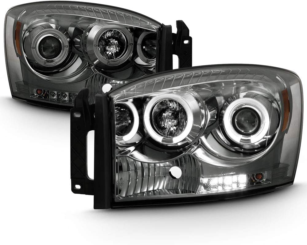 Smoked Lens LED Projector Headlights Pair W8076