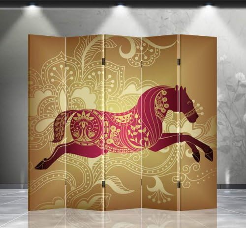 Lucky Horse Double Sided Canvas Room Divider Y71073
