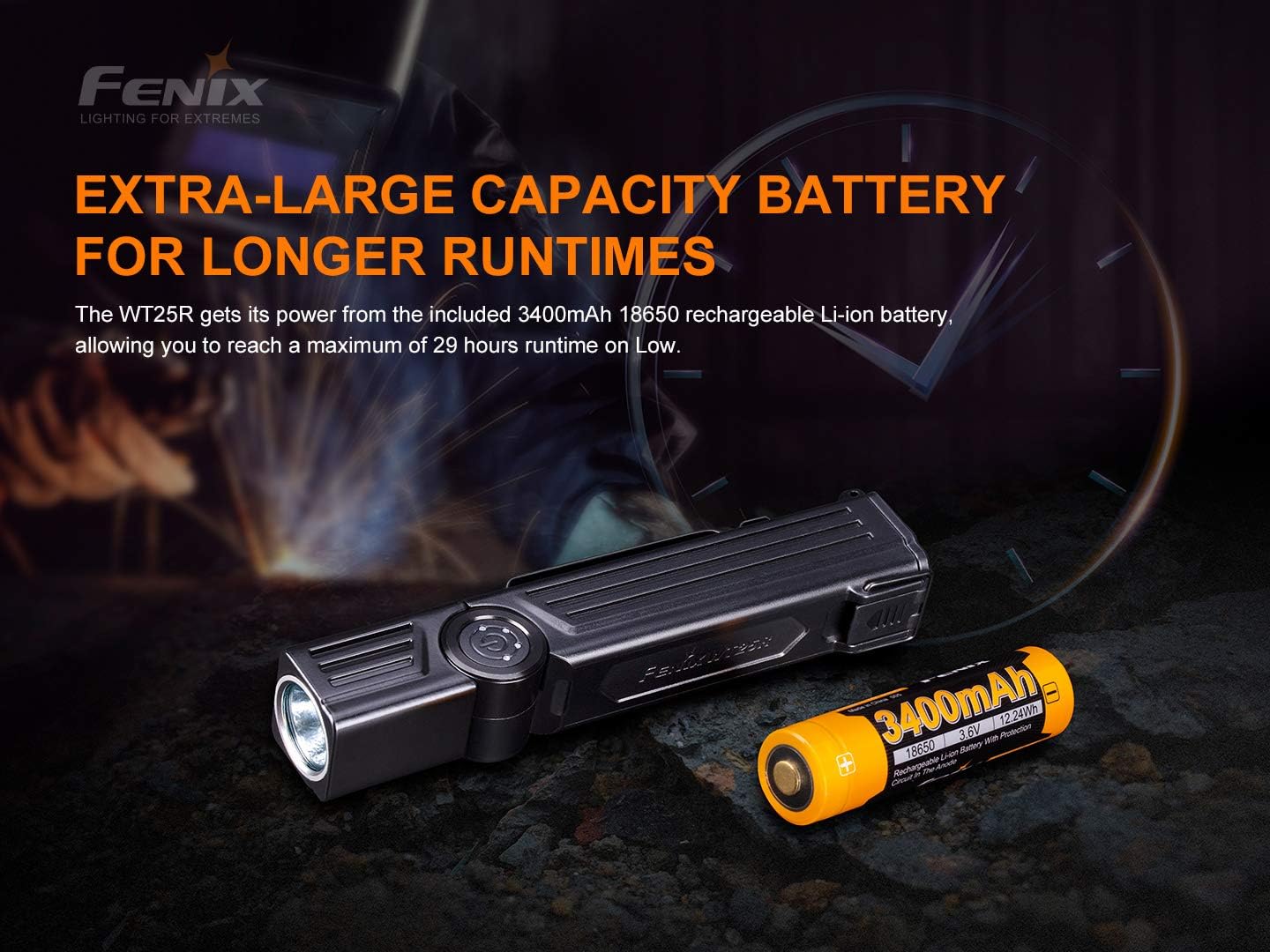 Rechargeable Handheld Worklight Flashlight with Battery, Pack of 2 N42616