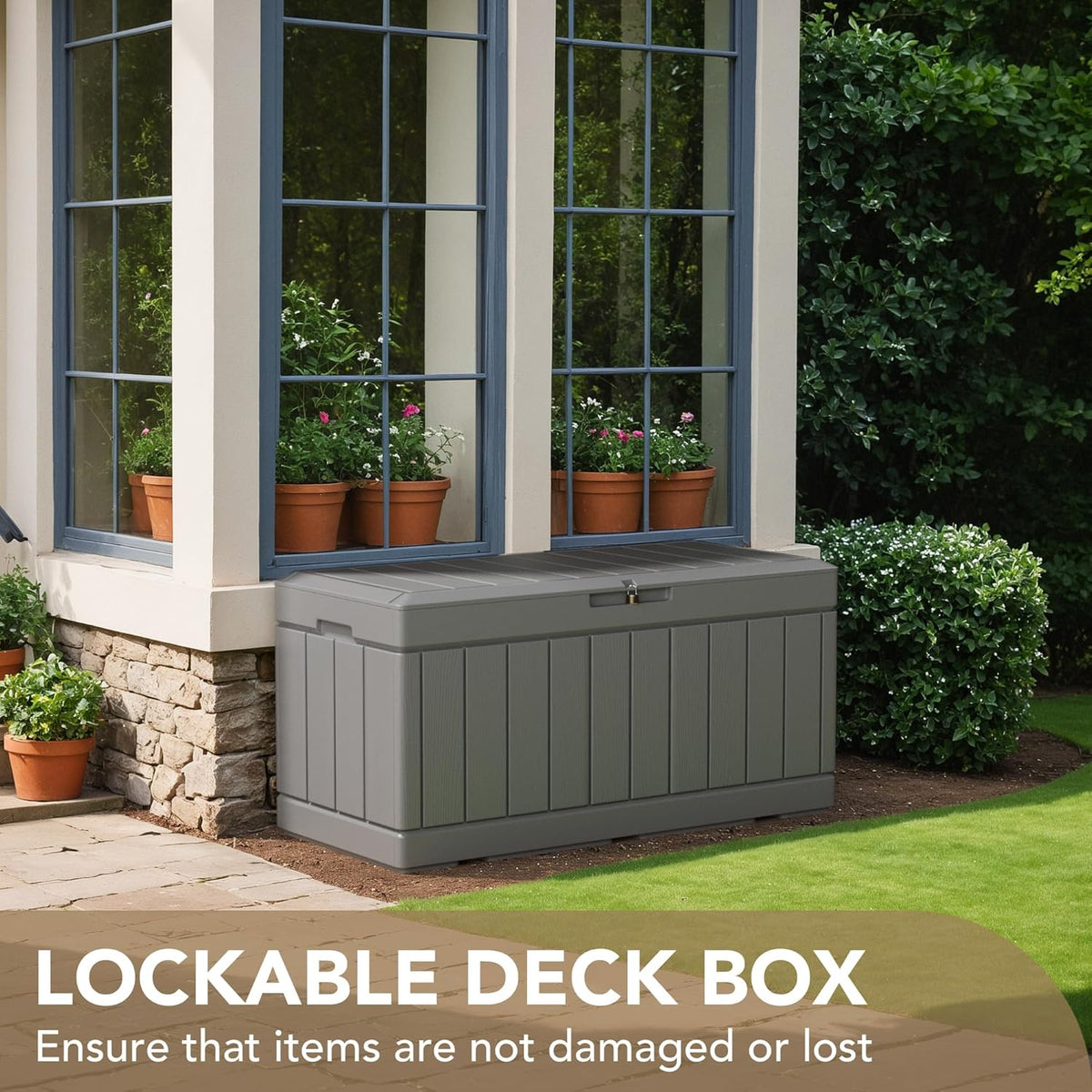 Outdoor Storage Box for Patio Cushions, Waterproof, Lockable V59499