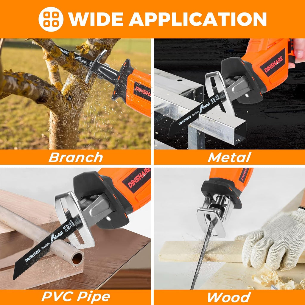 Cordless Reciprocating Saw, 20V 2.0Ah, 6 Saw Blades, Pack of 2 T62100