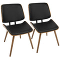 Walnut Black Faux Leather Dining/Accent Chair Set of 2 M4390