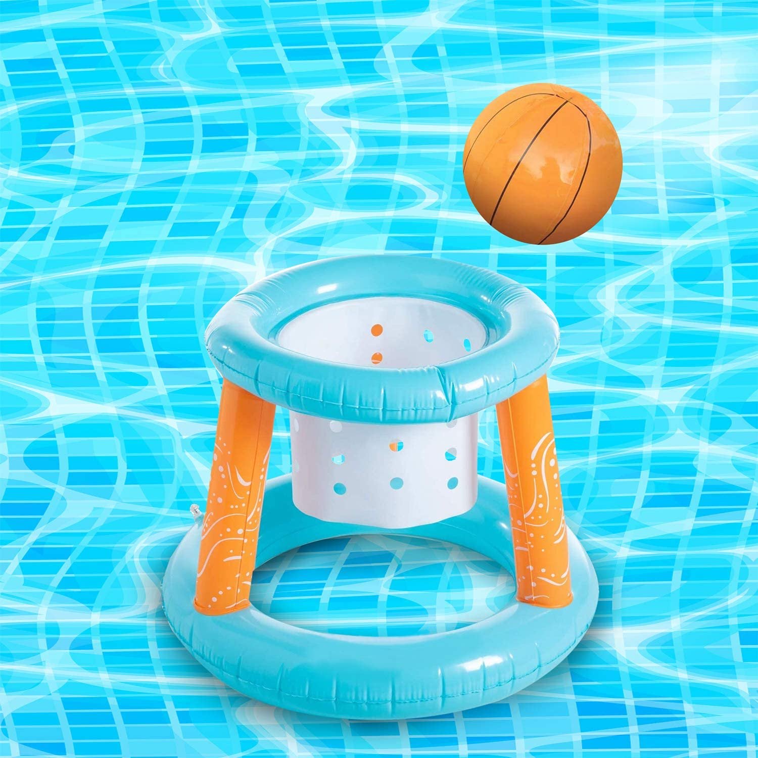 Inflatable Volleyball Net & Basketball Hoops Pool Float Set Game Toy B74504