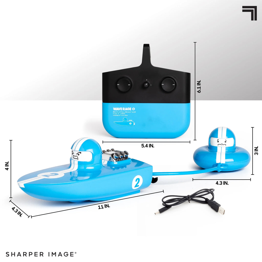 Blue Wireless Rechargeable Bumper Boat with Tow Rider X165861