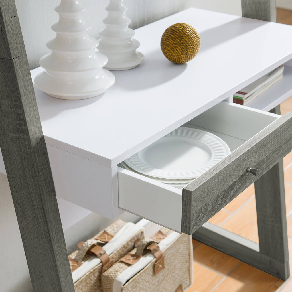 Weathered White 2-Piece Desk with Bookcase Set K1805