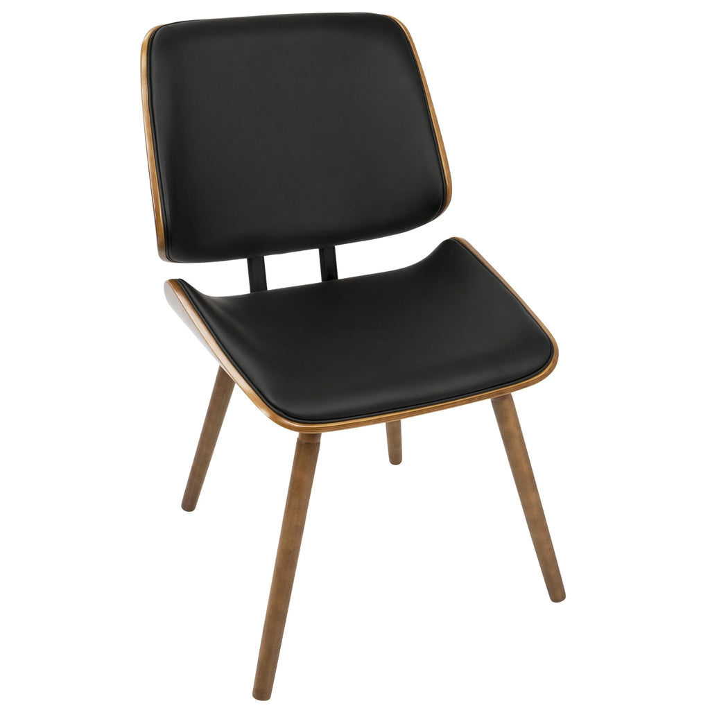 Walnut Black Faux Leather Dining/Accent Chair Set of 2 M4390