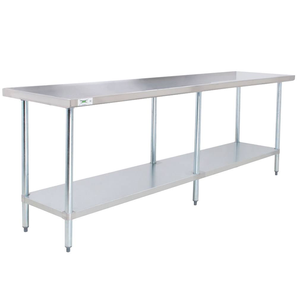 24" x 96" 18-Gauge 304 Stainless Steel Commercial Work Table with Galvanized Legs and Undershelf J615337