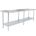 24" x 96" 18-Gauge 304 Stainless Steel Commercial Work Table with Galvanized Legs and Undershelf J615337