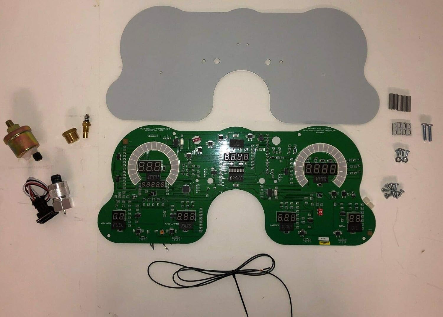 67 - 72 Chevy Truck Dash Panel Replacement Gauge with Bright Green LEDs C330
