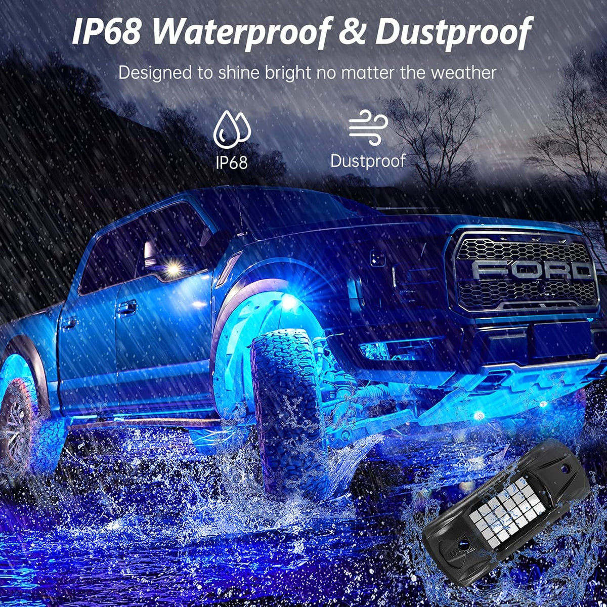 RGB LED Underglow Lighting Kit, 6 Pods, IP68 Waterproof, Pack of 2 S4015