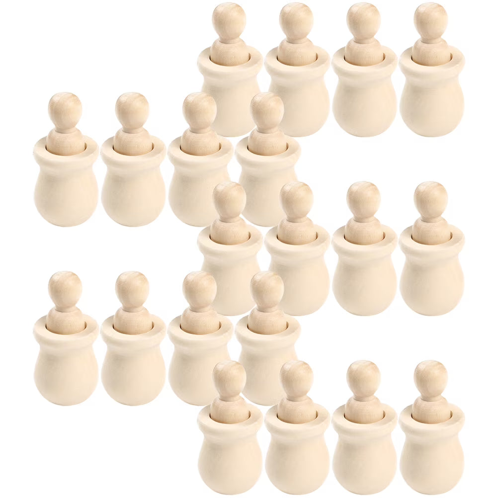 20pcs Unfinished Wood Peg Dolls with Nesting Cases S271144