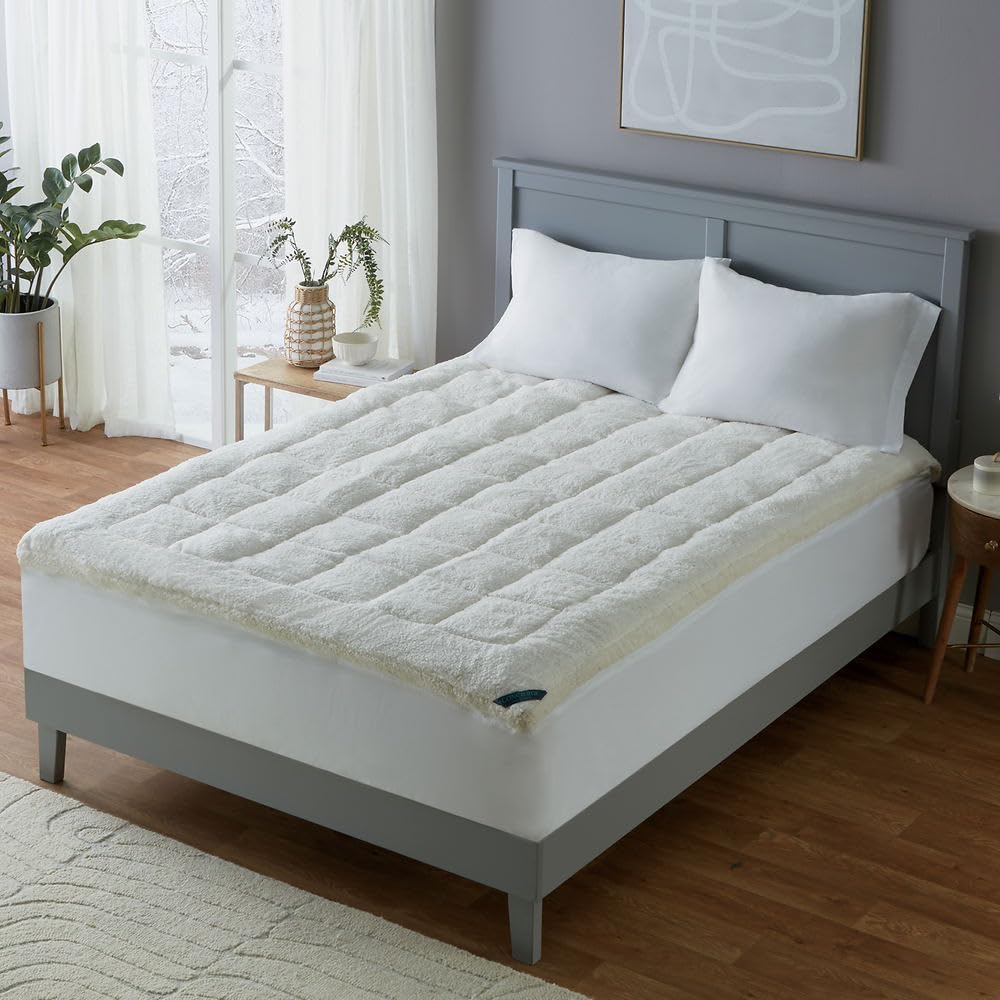 Reversible King Polyester Ivory Mattress Topper R443