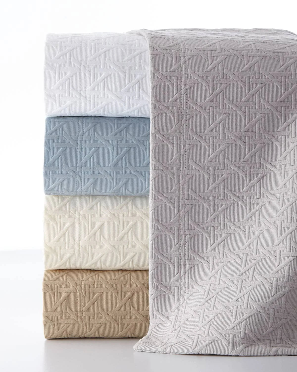 Blue Twin Cane Matelasse Coverlet P500692