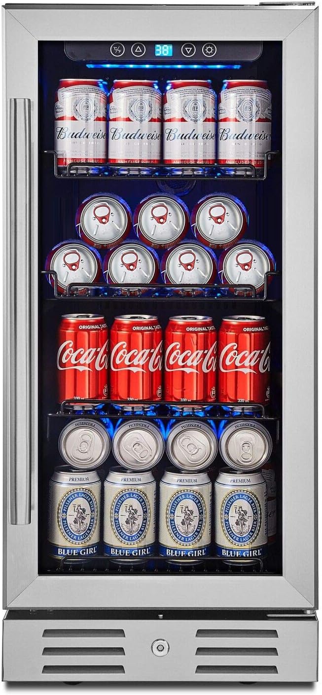 15" Beverage Cooler and Refrigerator, 96 Cans Capacity Mini Fridge D203