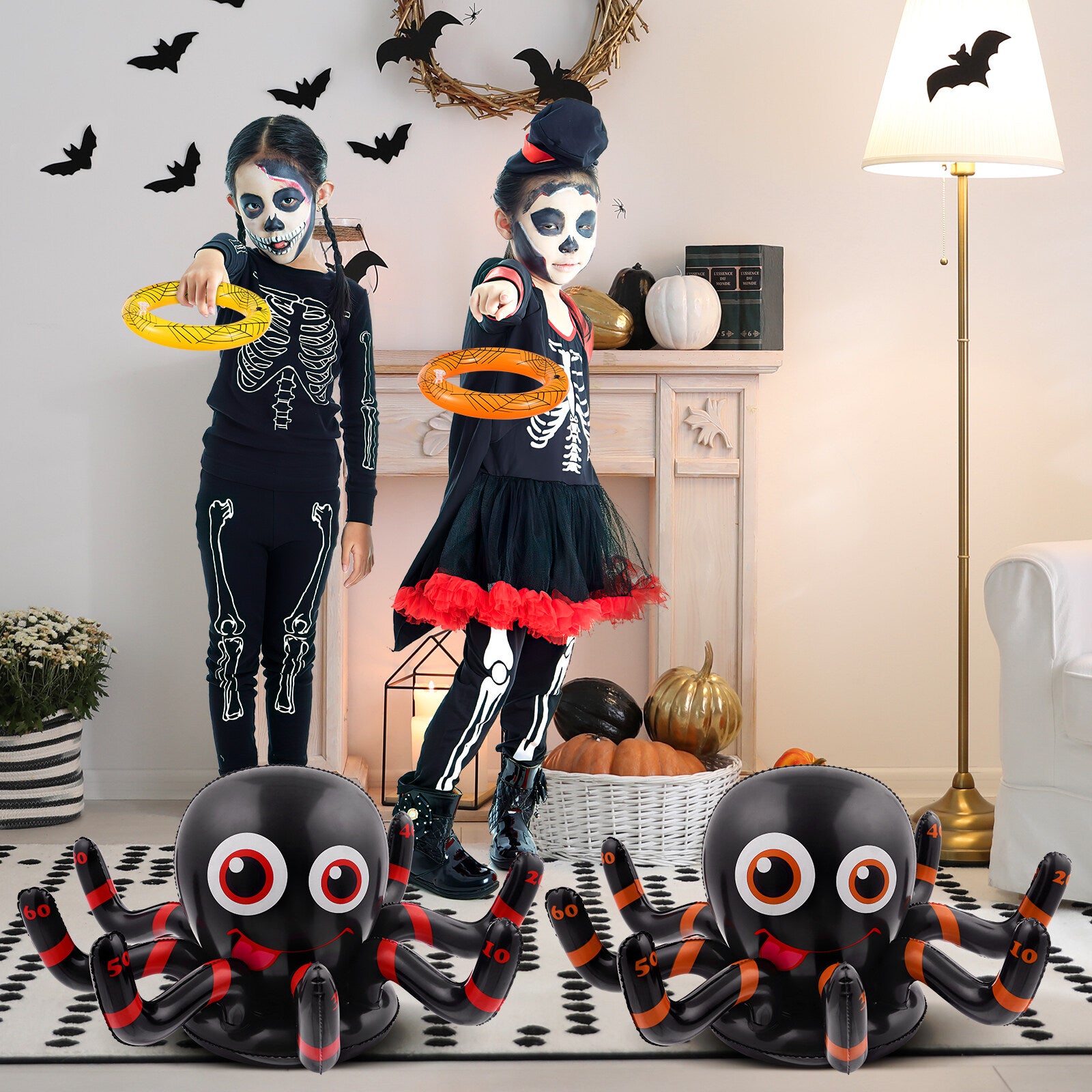 Inflatable Halloween Spider Ring Toss Game with Inflatable Rings Air Pump M47183
