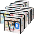 8 Pack Clear Clothes Storage Bags, Moving Bags, Foldable Blanket Storage Under Bed Storage Containers with Sturdy Zipper and Handle for Clothing, Comforter, Bedding, Sheet (90L)