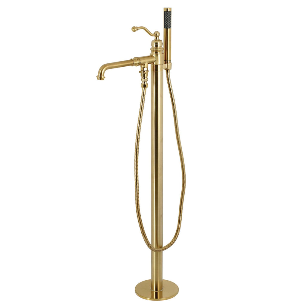 Brushed Brass Freestanding Tub Faucet with Hand Shower I13060
