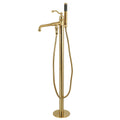 Brushed Brass Freestanding Tub Faucet with Hand Shower I13060