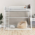 White Twin Size Loft Bed with Ladder S32351