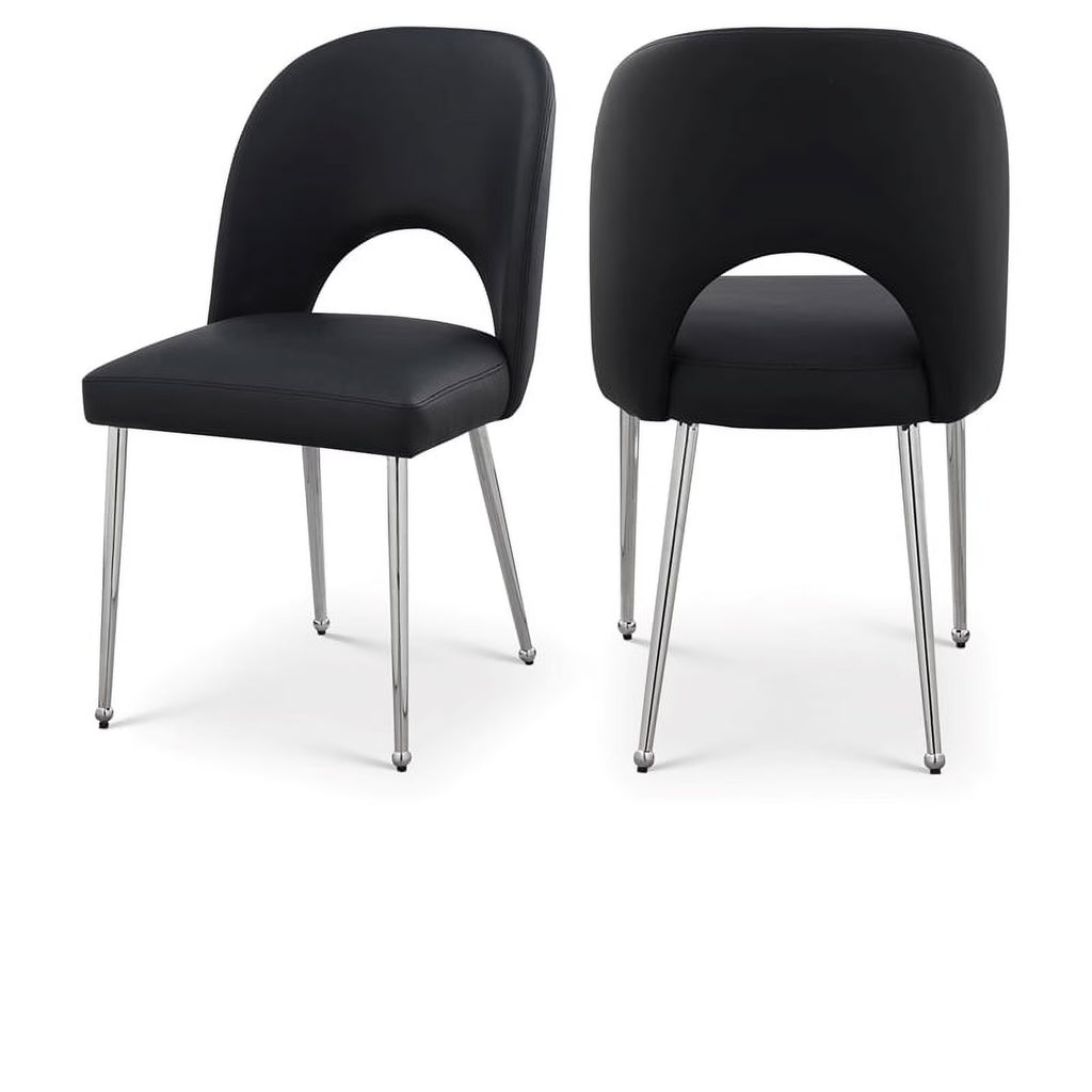 Black Vegan Leather Dining Chair N1257