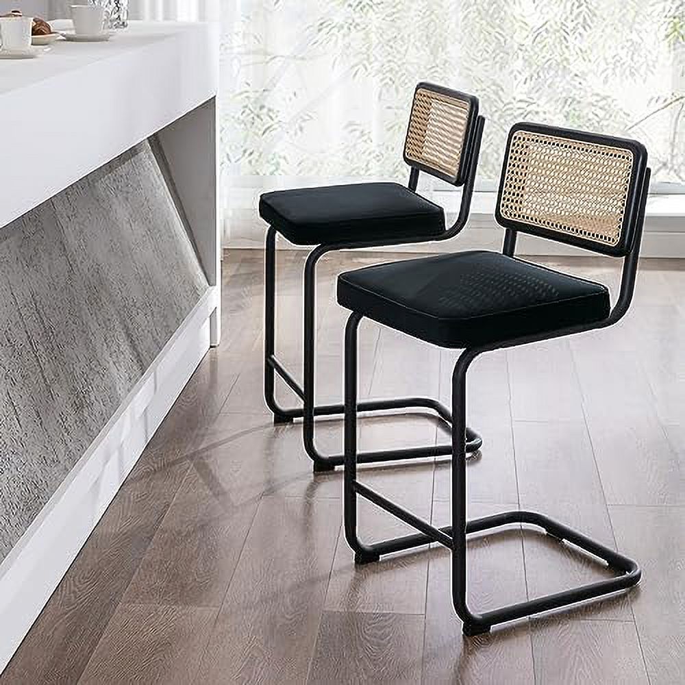 Black Velvet Counter Height Barstools Set of 2 K202