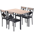 5-Piece Black Tempered Glass Table and 4-Pieces Faux Leather Dining Chairs Set X705549