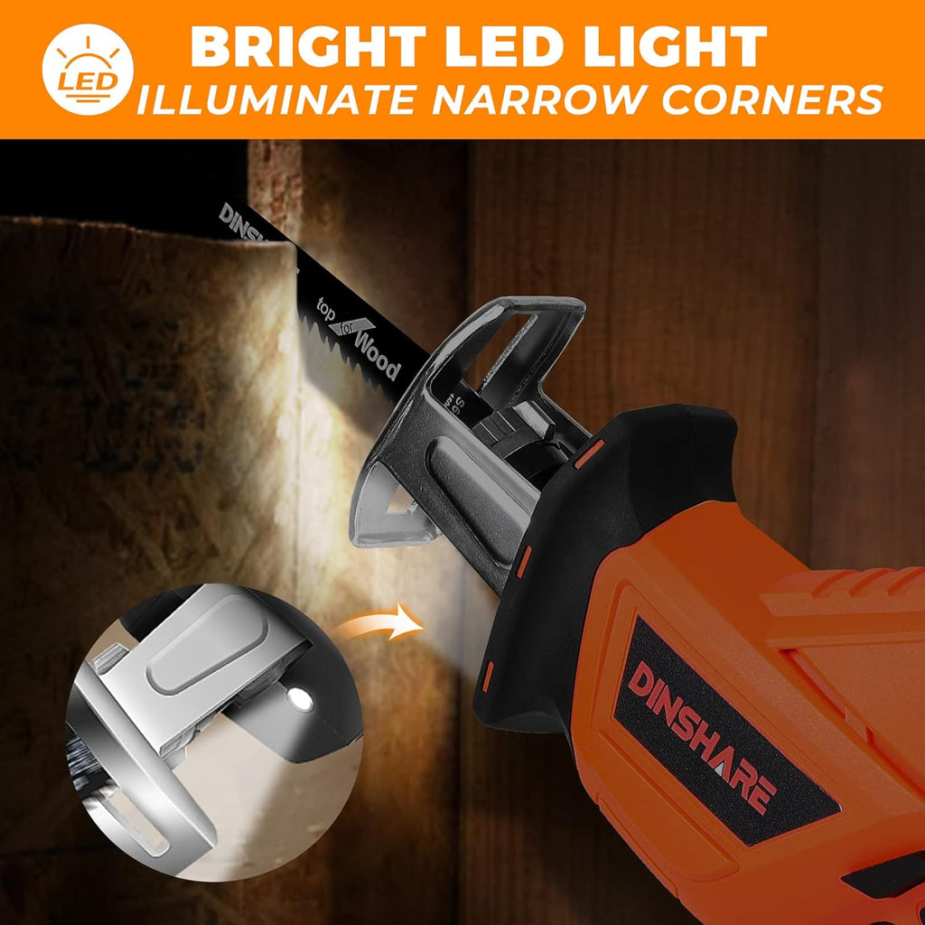 Cordless Reciprocating Saw, 20V 2.0Ah, 6 Saw Blades, Pack of 2 T62100