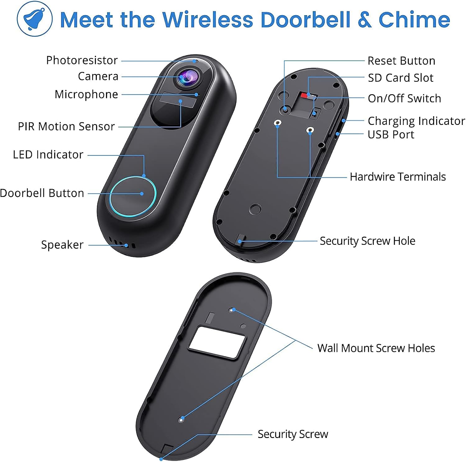 Wireless Video Doorbell Camera with Wireless Chime X32417